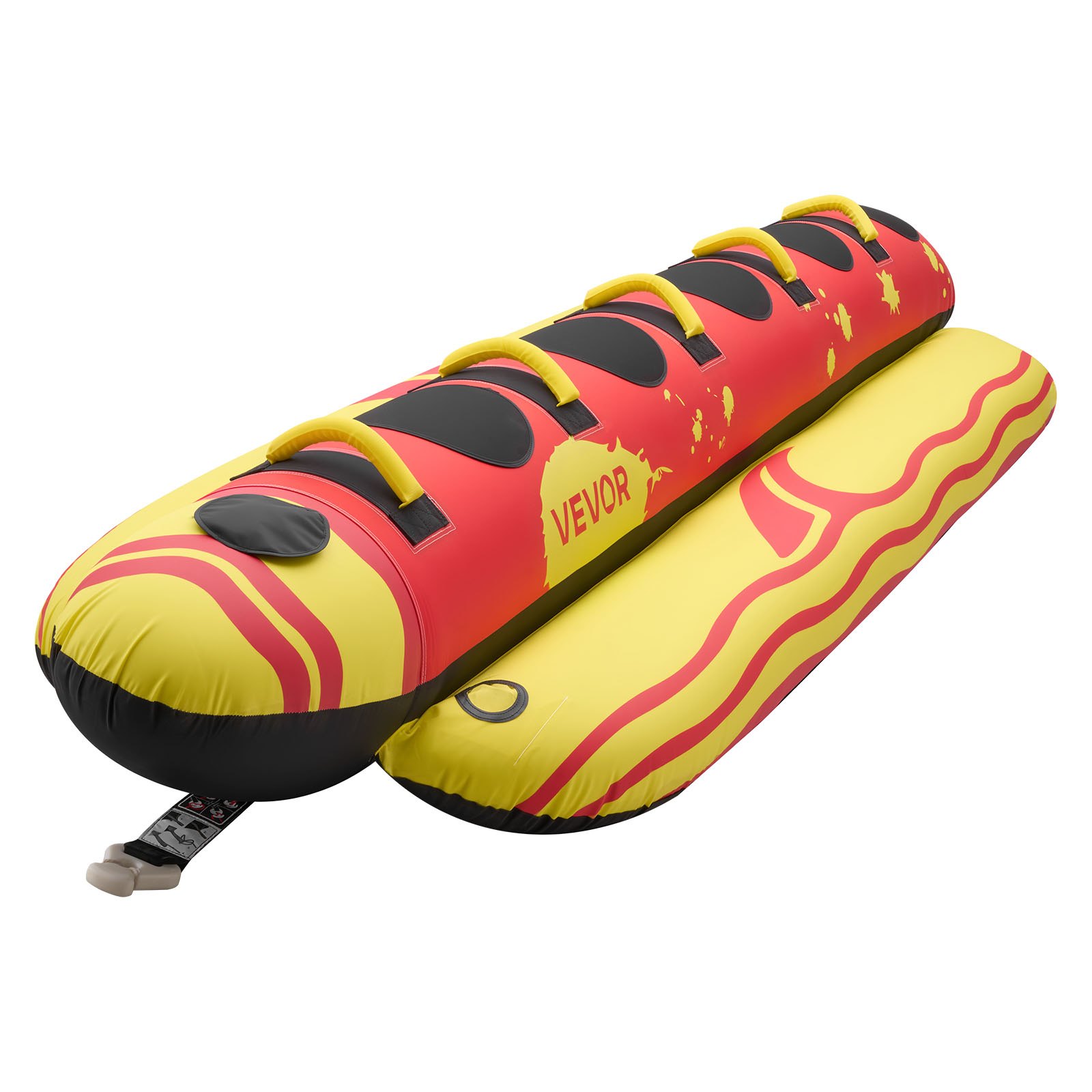 VEVOR Tubo Remolcable para Navegación 5 Pasajeros, Flotador de Arrastre Inflable 354 x 103 cm, Capacidad de 385 kg, para Deportes Acuáticos, con Cubierta Completa de Nailon, Válvula de Seguridad