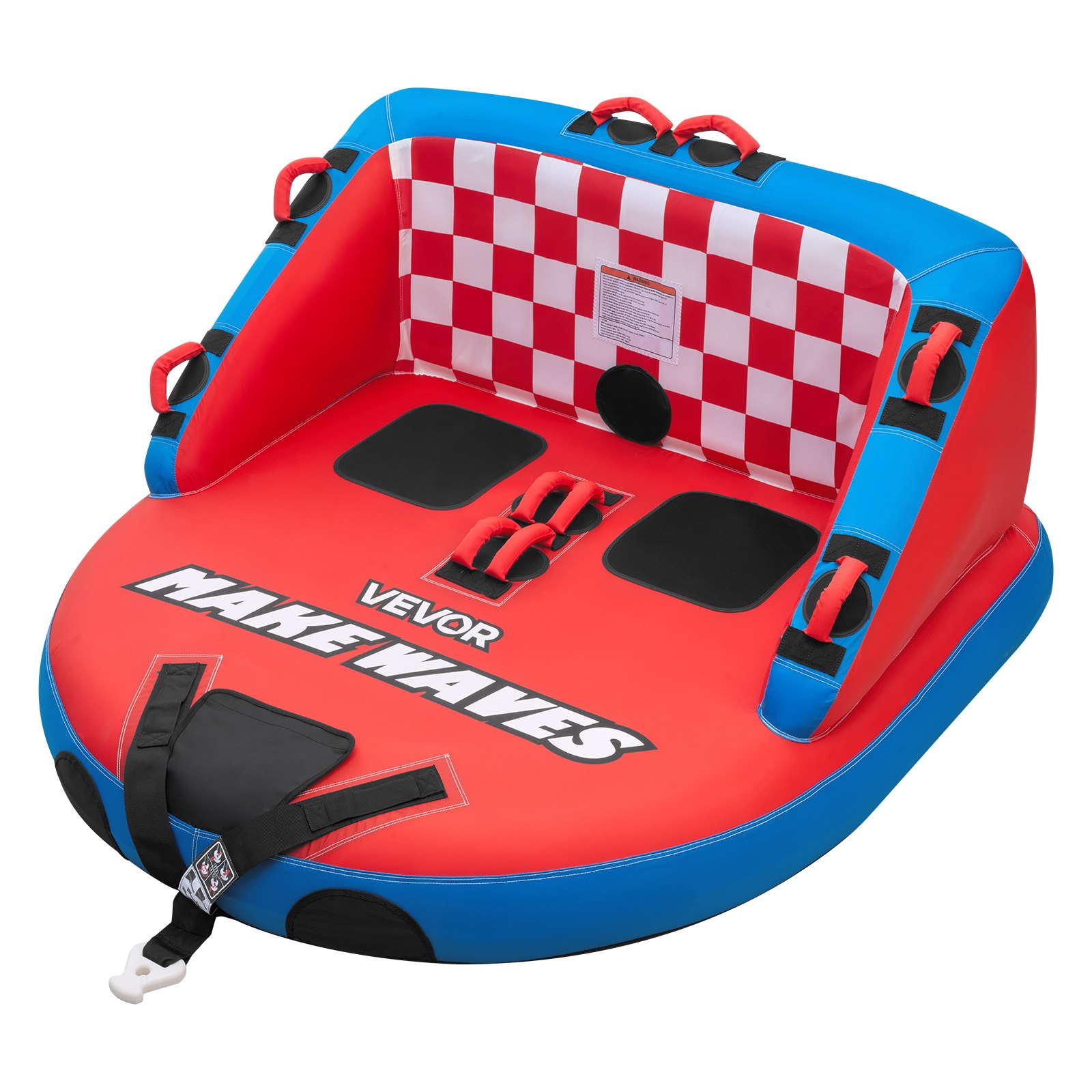 VEVOR Flotador de Arrastre Inflable para Navegación 2 Personas, Flotador Remolcable 166x154,5 cm Capacidad de 154 kg, para Deportes Acuáticos, con Cubierta de Nailon, Válvula de Seguridad, Rojo