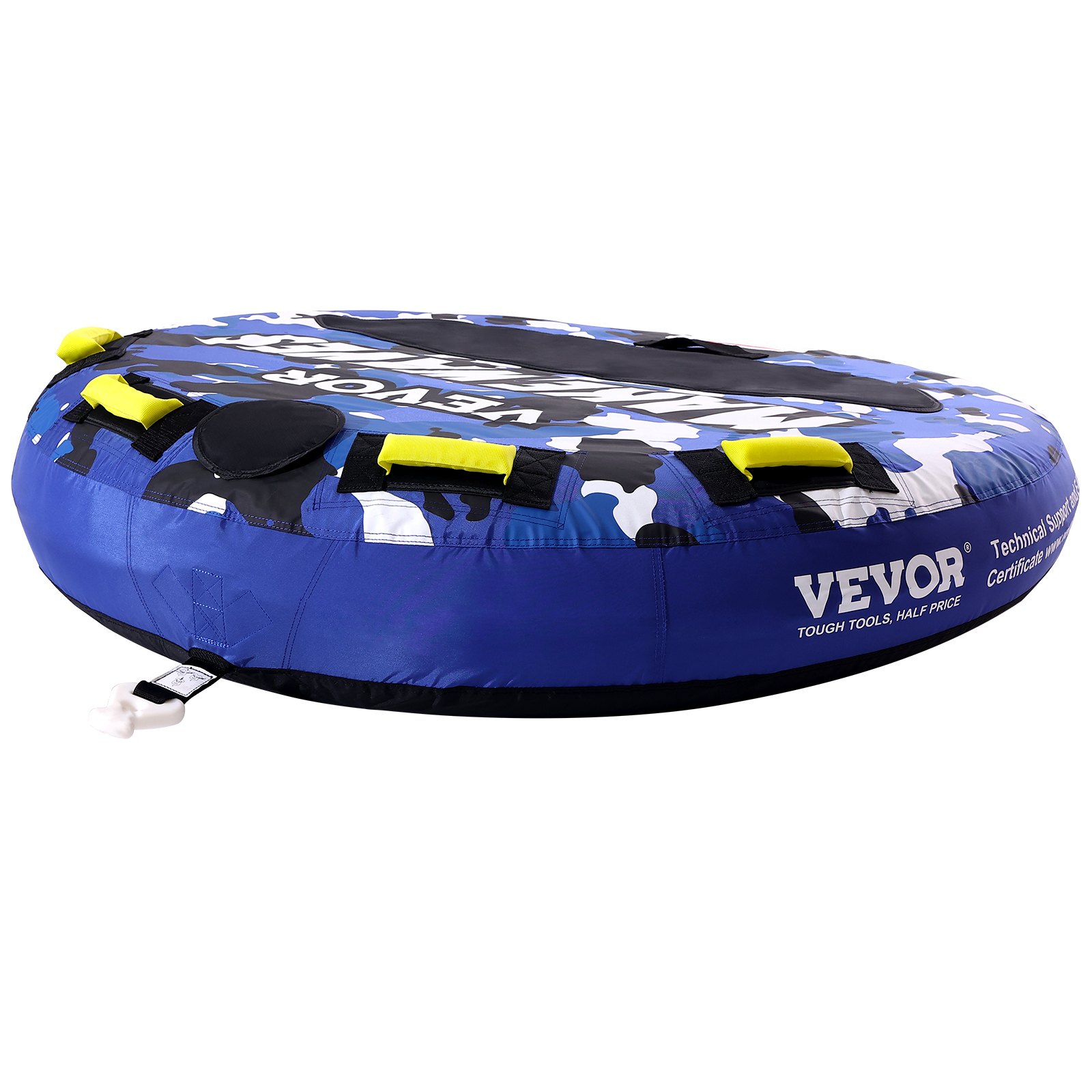 VEVOR Almohadilla Inflable con Tubo Remolcable, Carga de 154kg 1-2 Pasajeros Tubos Remolcables Redondos para Deporte Acuático de 1315mm para Barcos, Cubierta Completa de Nailon, Asas de Agarre EVA