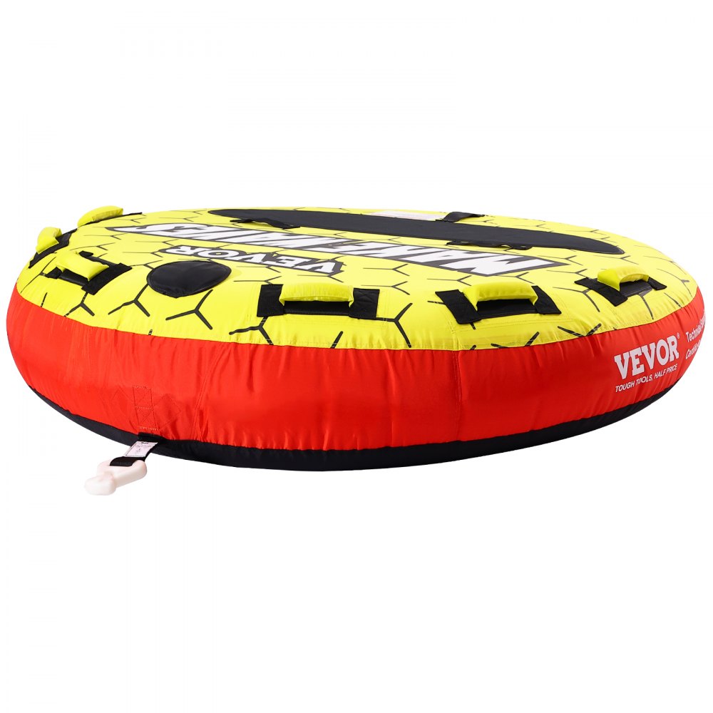 VEVOR Almohadilla Inflable con Tubo Remolcable, Carga de 231kg 1-3 Pasajeros Tubos Remolcables Redondos para Deporte Acuático de 1600mm para Barcos, Cubierta Completa de Nailon, Asas de Agarre EVA
