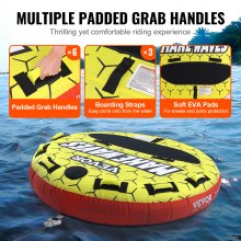 VEVOR Almohadilla Inflable con Tubo Remolcable, Carga de 231kg 1-3 Pasajeros Tubos Remolcables Redondos para Deporte Acuático de 1600mm para Barcos, Cubierta Completa de Nailon, Asas de Agarre EVA