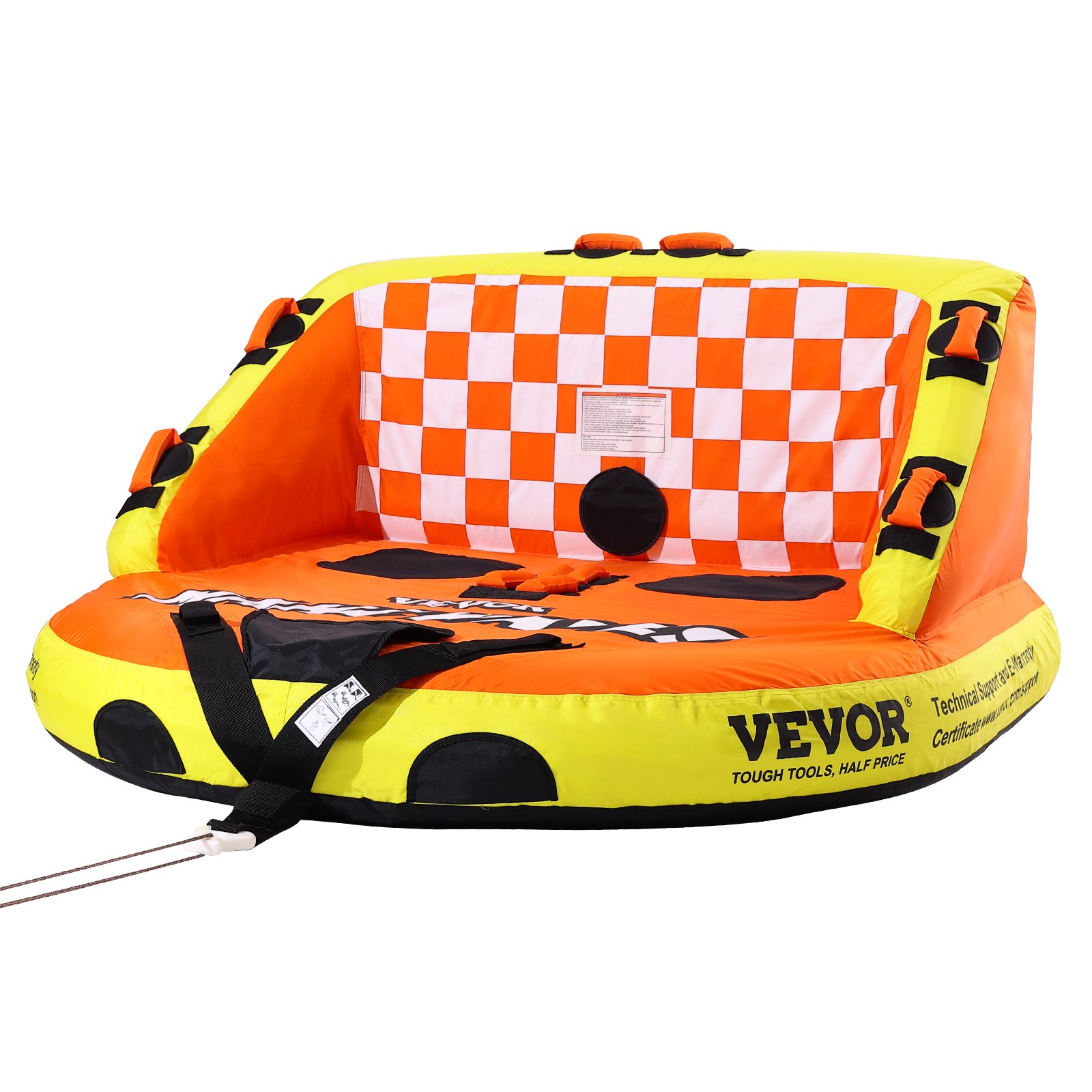VEVOR Sofá Inflable con Tubo Remolcable Asientos de Cubierta y Respaldo Carga de 154kg 1-2 Pasajeros Tubos Remolcables para Deporte Acuático con parachoques para Barcos Cubierta Completa de Nailon