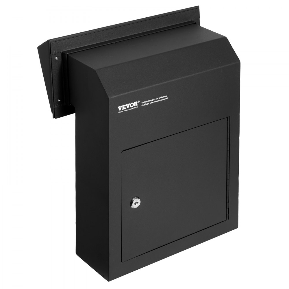VEVOR Buzón de Puerta Empotrada 304 x 150 x 405 mm Buzón de Entrega de Correo a Través de Puerta 43 mm Acero Resistente Cerradura con Llave para Cartas, Cheques, Llaves, Hogar, Oficina, Negro