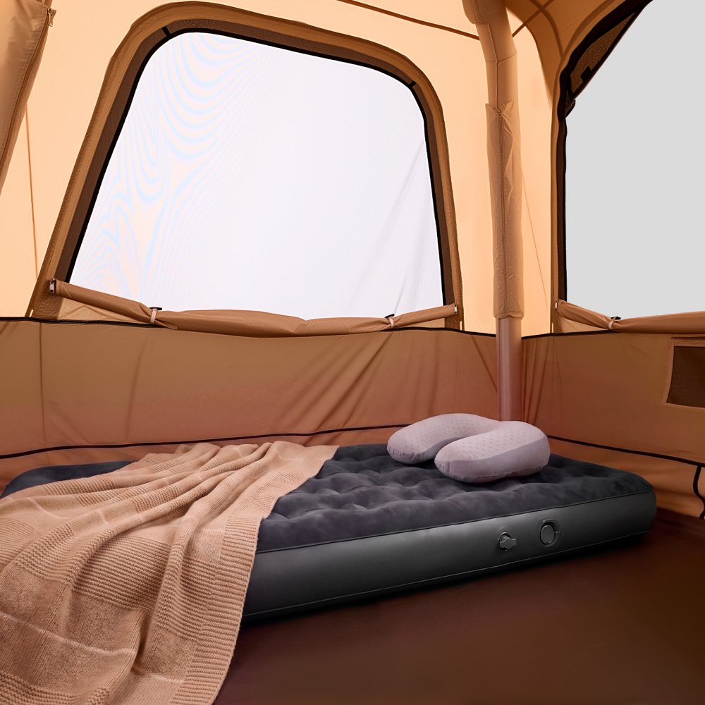 VEVOR Tienda de Campaña Inflable para 4 Personas, Tienda de Campaña de Inflado Automático, con Tubos de Aire de TPU, Impermeable y Portátil con Bolsa de Transporte, para Familia Viajes Glamping, Beige