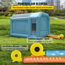 VEVOR Cabina de Pintura Inflable 4x2,5x2,5 m Carpa Hinchable Tela Oxford 210D PVC Soplador de Inflado 680W Ventilador 330W Cabina de Garaje Inflable Portátil Azul Carpa para Automóvil Camping Feria