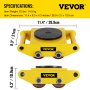 VEVOR Carro de Máquinaria Acero Fundido, Motor de Máquinaria Industrial 5987,4 kg, Máquina de Mover 11,4x8,3x4,4 Pulgadas, Patines de Equipo 4 Ruedas de PU para Almacenamiento Distribución Transporte