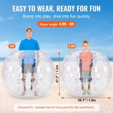 VEVOR Bola de choque inflable Bola de choque de parachoques 1 pieza 1,5 m x 1,2 m Bola de colisión humana Bola de rebote de burbujas de cuerpo de PVC Bola de parachoques inflable transparente