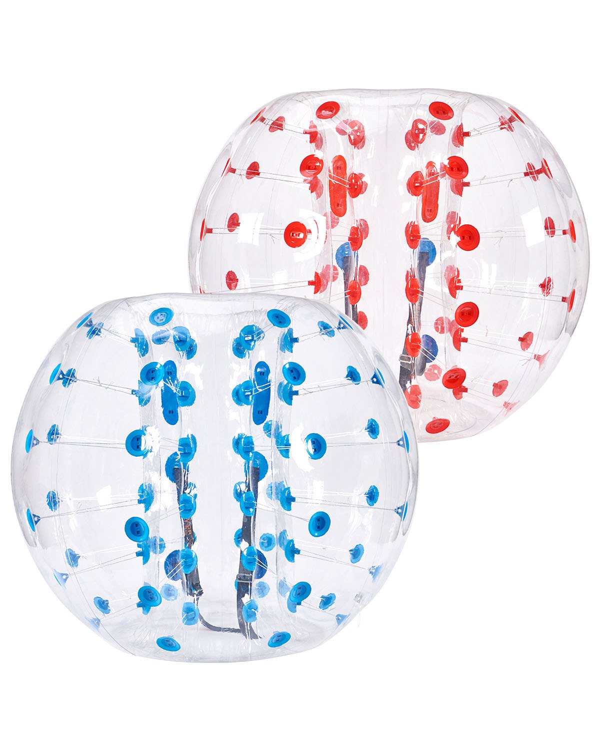 VEVOR 2 pelotas de parachoques inflables de 1,5 m x 1,2 m, pelota de rebote inflable con cuerpo de PVC para actividades al aire libre, pelota de parachoques inflable de puntos rojo y azul