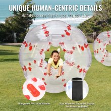 VEVOR Bola de Choque Inflable Bola de Choque de Parachoques 1,5 m x 1,2 m Bola de Colisión Humana Bola de Rebote de Burbuja de Cuerpo de PVC Transparente + Bola de Parachoques Inflable de Puntos Rojos