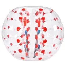 VEVOR Bola de Choque Inflable Bola de Choque de Parachoques 1,5 m x 1,2 m Bola de Colisión Humana Bola de Rebote de Burbuja de Cuerpo de PVC Transparente + Bola de Parachoques Inflable de Puntos Rojos