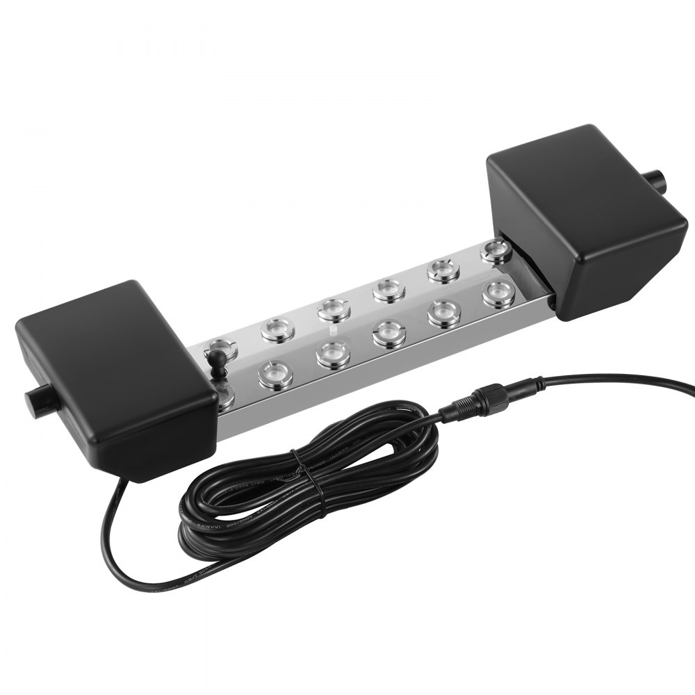 VEVOR - Generador de niebla ultrasónico de 12 cabezales, 9000 ml/h, generador de niebla con fuente de alimentación impermeable IP67 de 300 W, boya, discos de repuesto, para estanque, jardín, rocalla, invernadero, decoración de Halloween