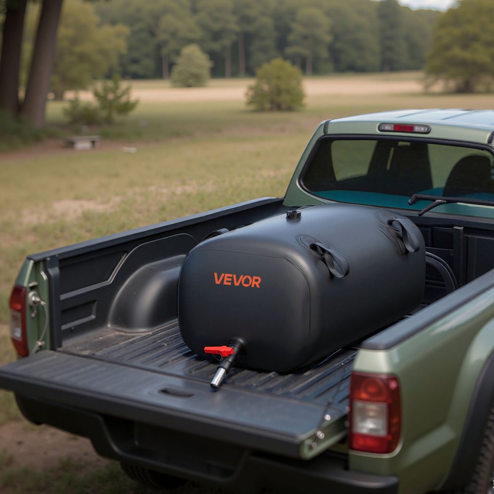 VEVOR ​Vejiga del Almacenamiento de Agua con Válvula 113 L, Bolsa de Agua de PVC Doble Capa 1000D, Portátil y Plegable, Resistente a Fugas, para Autocaravanas, Camiones, Uso en Exteriores, Negro