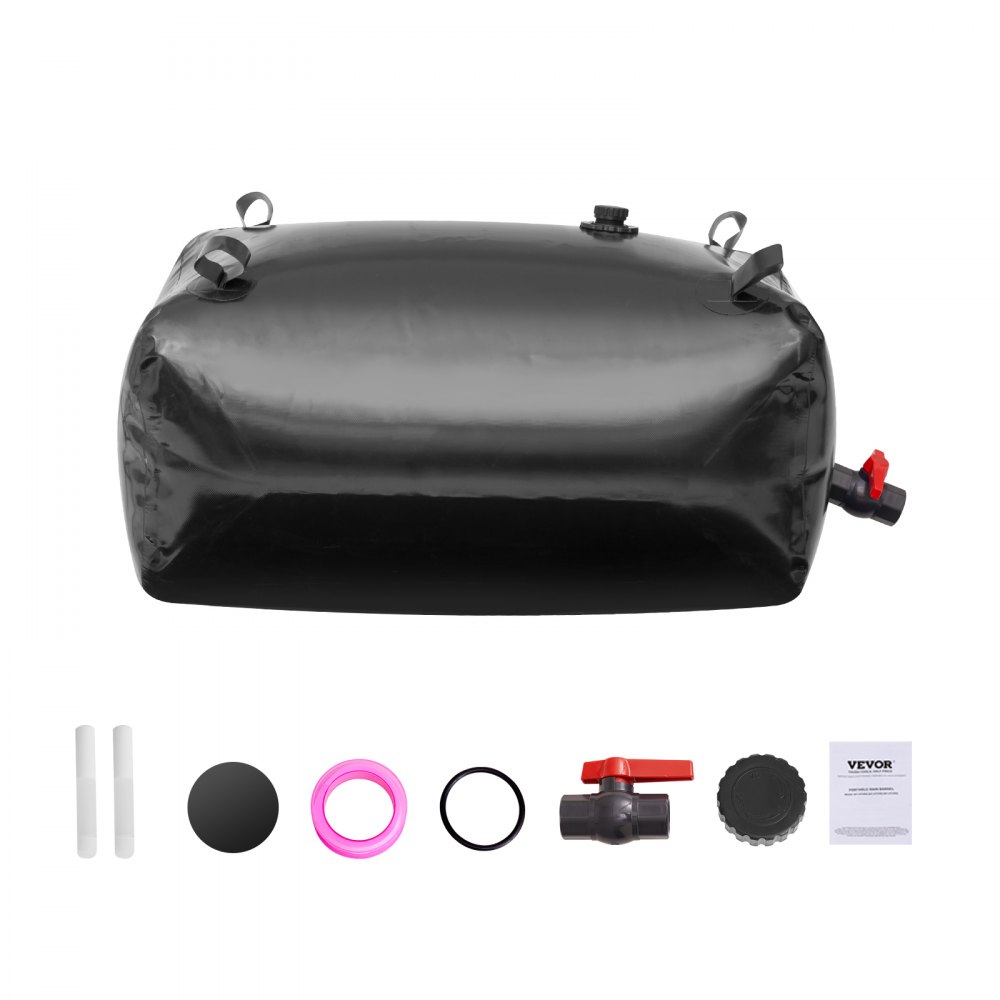 VEVOR Vejiga de Almacenamiento de Agua 200L Tanque de Agua Plegable de PVC 1000D Contenedor Blando de Agua de Portátil Bolsa de Agua Gran Capacidad para Prevención de Incendios, Autocaravana, Negro
