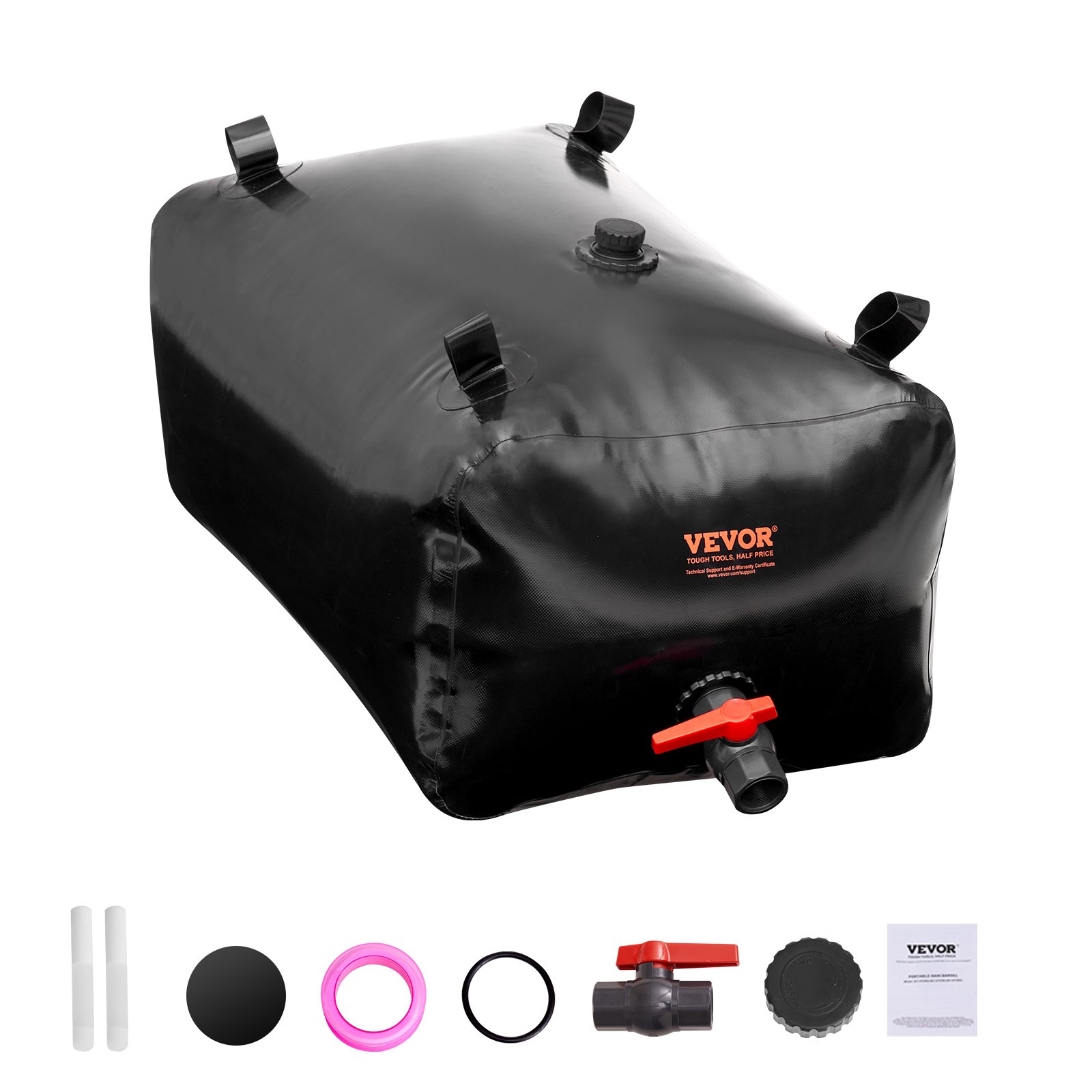 VEVOR Vejiga de Almacenamiento de Agua 200L Tanque de Agua Plegable de PVC 1000D Contenedor Blando de Agua de Portátil Bolsa de Agua Gran Capacidad para Prevención de Incendios, Autocaravana, Negro