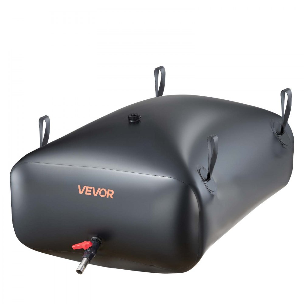 VEVOR ​Vejiga del Almacenamiento de Agua con Válvula 330 L, Bolsa de Agua de PVC Doble Capa 1000D, Portátil y Plegable, Resistente a Fugas, para Autocaravanas, Camiones, Uso en Exteriores, Negro