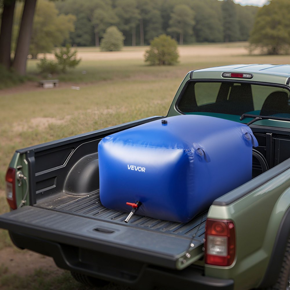 VEVOR ​Vejiga del Almacenamiento de Agua con Válvula 400 L, Bolsa de Agua de PVC Doble Capa 1000D, Portátil y Plegable, Resistente a Fugas, para Autocaravanas, Camiones, Uso en Exteriores, Azul