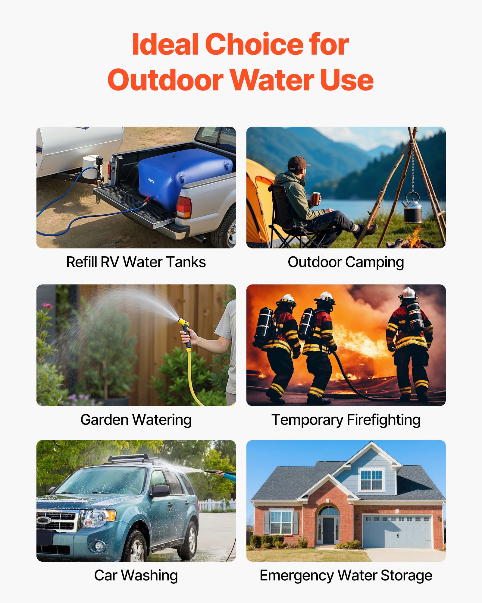 VEVOR ​Vejiga del Almacenamiento de Agua con Válvula 400 L, Bolsa de Agua de PVC Doble Capa 1000D, Portátil y Plegable, Resistente a Fugas, para Autocaravanas, Camiones, Uso en Exteriores, Azul