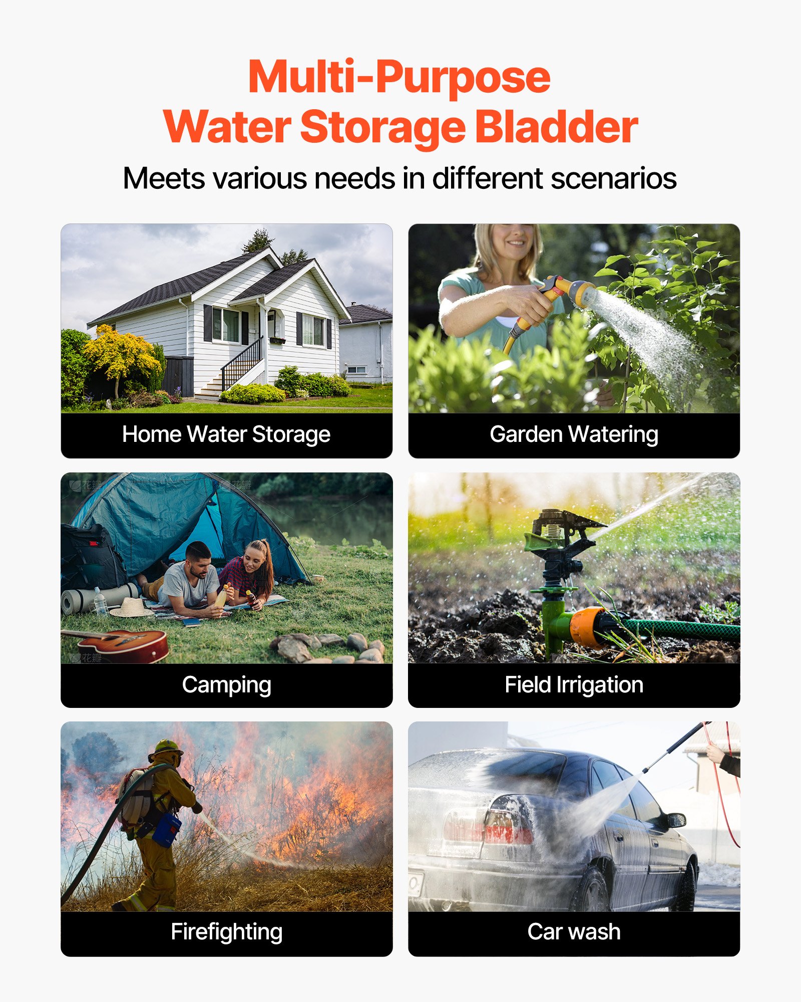 VEVOR Tanque de Agua Blanda, Depósito de Agua Flexible Plegable de PVC 1000D, Bolsa Flexible Portátil de Gran Capacidad de 1000 L para Riego de Jardines, Camping y Prevención de Incendios, Azul