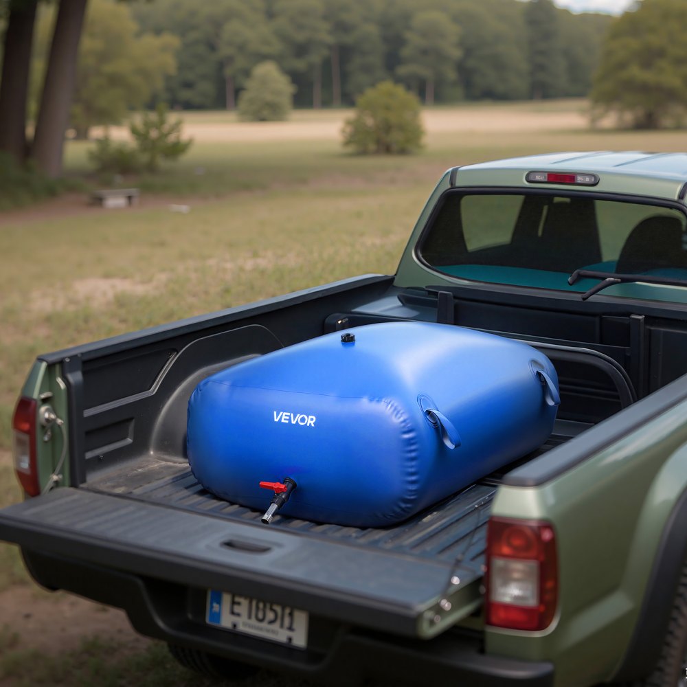 VEVOR ​Vejiga del Almacenamiento de Agua con Válvula 300 L, Bolsa de Agua de PVC Doble Capa 1000D, Portátil y Plegable, Resistente a Fugas, para Autocaravanas, Camiones, Uso en Exteriores, Azul