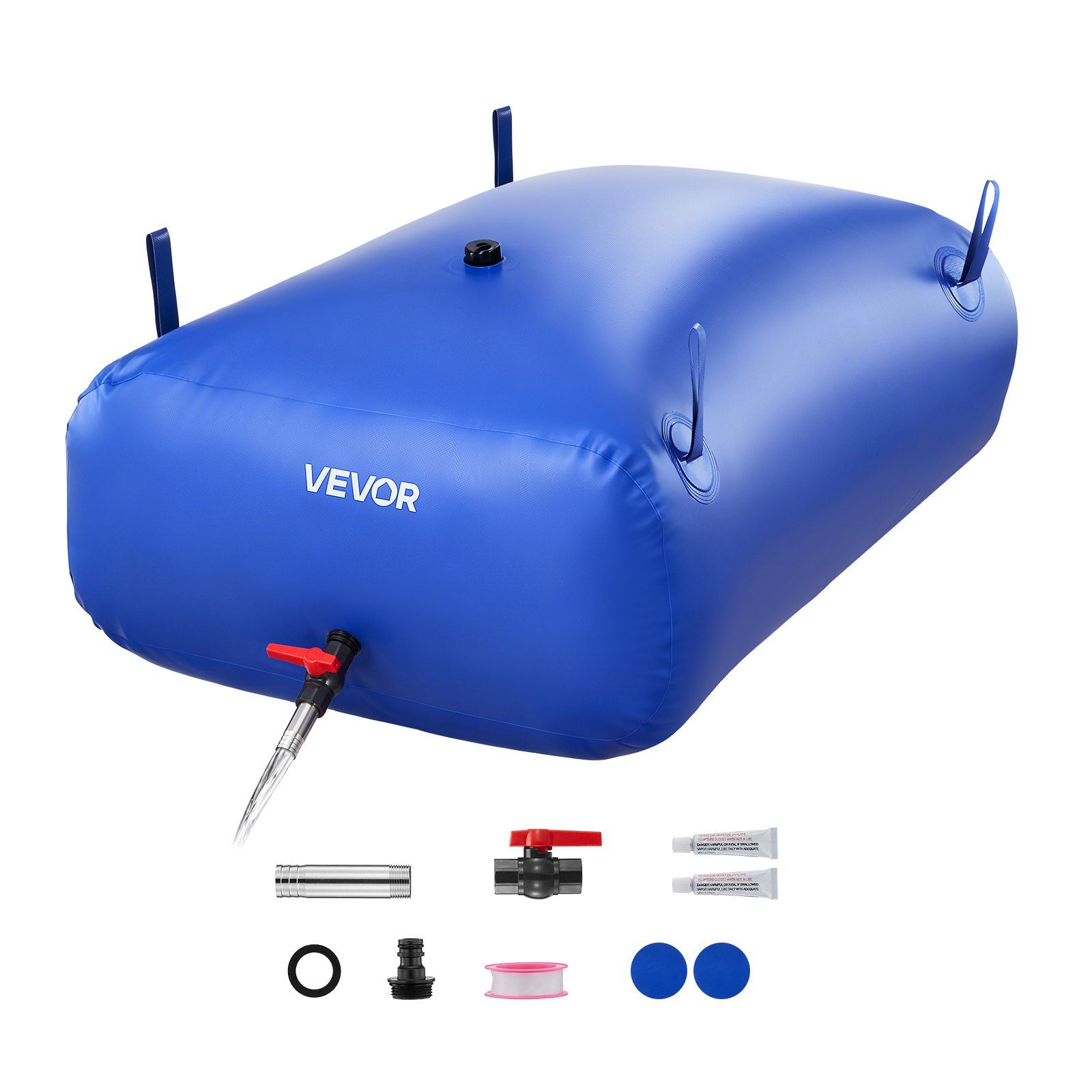 VEVOR ​Vejiga del Almacenamiento de Agua con Válvula 300 L, Bolsa de Agua de PVC Doble Capa 1000D, Portátil y Plegable, Resistente a Fugas, para Autocaravanas, Camiones, Uso en Exteriores, Azul