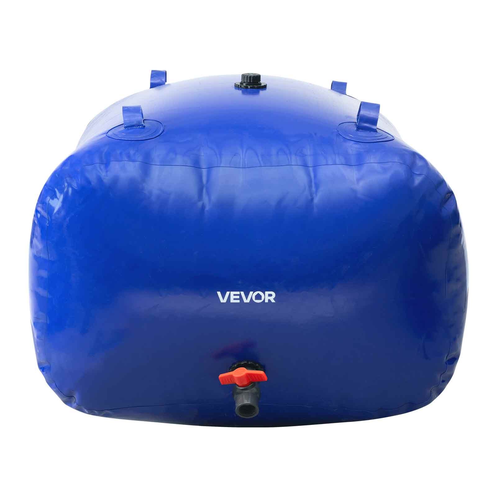 VEVOR Water Storage Bladder, 400L Water Storage Container Tank, 1000D PVC Large Capacity Soft Bag Bladder, Foldable Portable for Garden Irrigation, Camping, RV, Fire Prevention - Blue