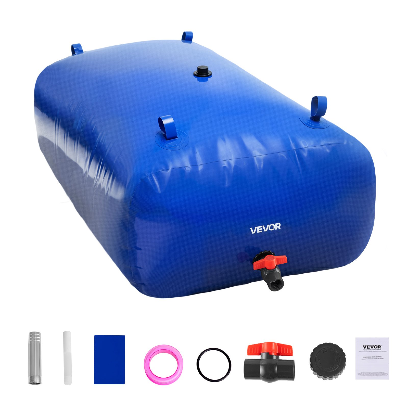 VEVOR Tanque de Agua Blanda, Depósito de Agua Flexible Plegable de PVC 1000D, Bolsa Flexible Portátil de Gran Capacidad de 540 L para Riego de Jardines, Camping y Prevención de Incendios, Azul