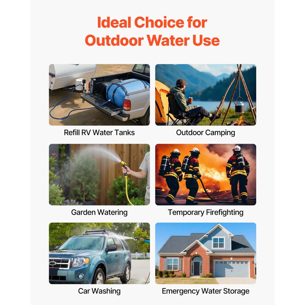 VEVOR Water Storage Bladder, 132L Large Capacity TPU Soft Water Bag, Portable & Collapsible Water Storage Containers, Leakproof & Wear-Resistant RV Waters Tank for Camping Irrigation Outdoor Use