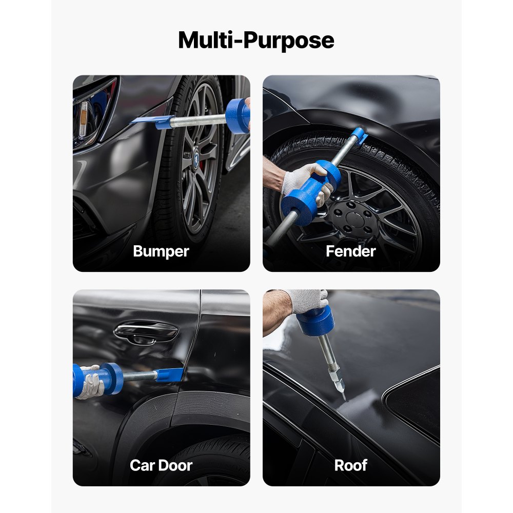 VEVOR Dent Puller Kit, 5.9 kg 14-in-1 Slide Hammer Dent Removal Kit, Heavy-Duty Auto Body Truck Repair Automotive Damage Remover Tool Repair Frame with Carrying Case, Extension Rod, Non-Slip Handle