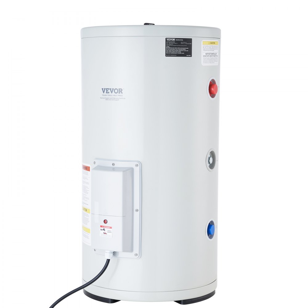 VEVOR Calentador de Agua Eléctrico 2000 W Calentador de Agua con Depósito 70 L con Luz LED, Control de Perilla, Conexión Lateral a Prueba de Agua IPX4, Calentadores a Pedido para Ducha, Baño