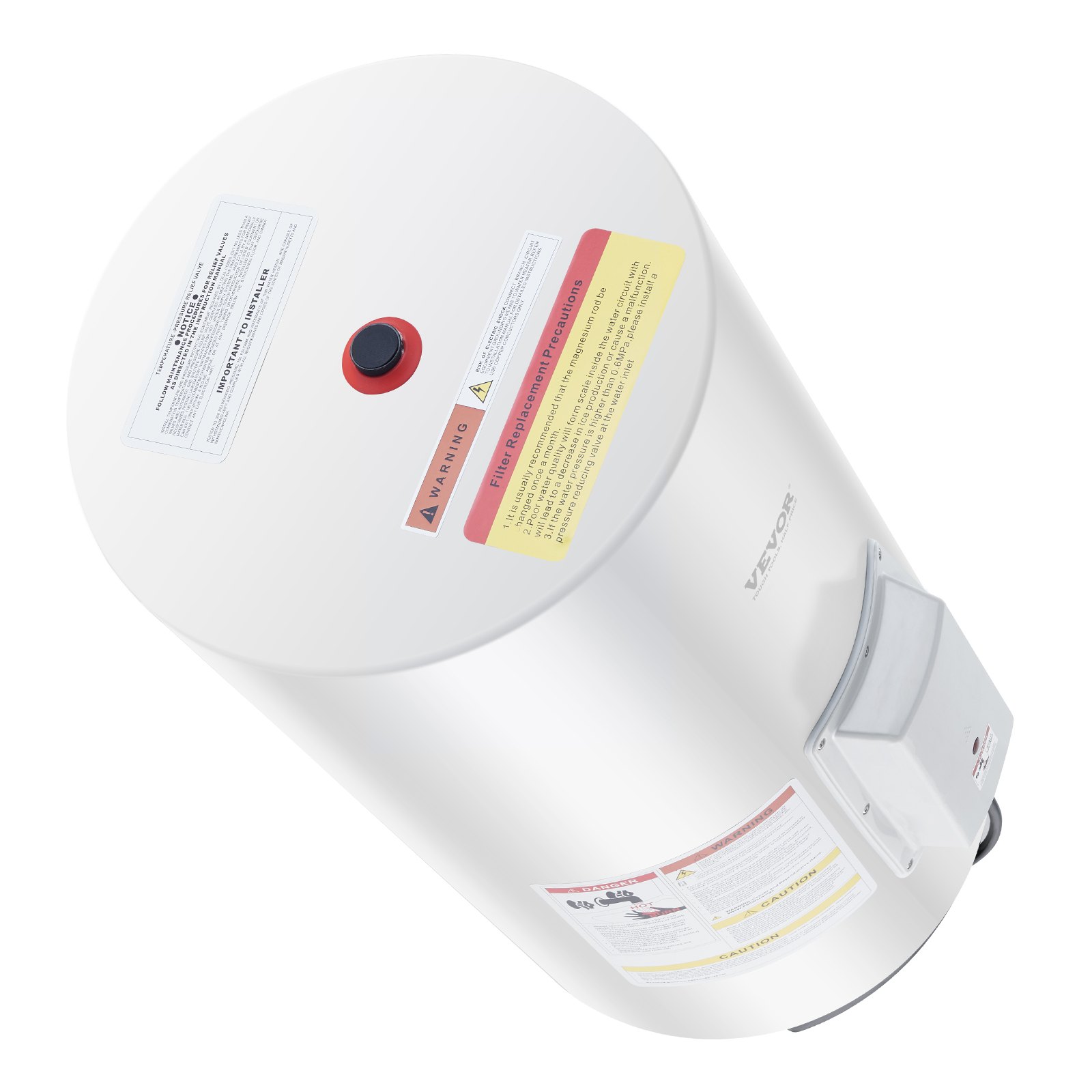 VEVOR Calentador de Agua Eléctrico 2000 W Calentador de Agua con Depósito 70 L con Luz LED, Control de Perilla, Conexión Lateral a Prueba de Agua IPX4, Calentadores a Pedido para Ducha, Baño