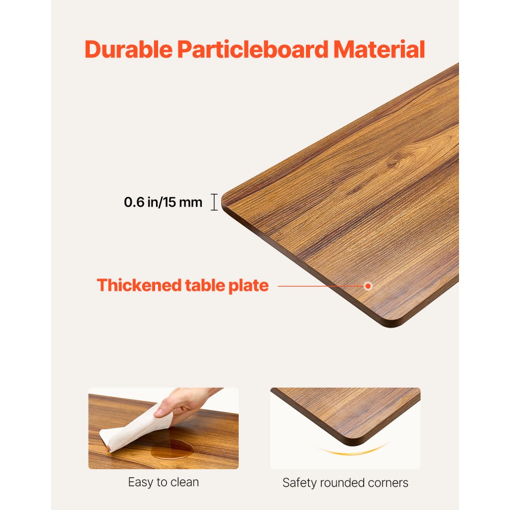 VEVOR Mesa de Cama, Mesa Auxiliar Móvil con 4 Ruedas Elevación Eléctrica con Botón de Actualización Escritorio Rodante Portátil con Portavasos Altura Ajustable para Hogar, Color Madera y Negro