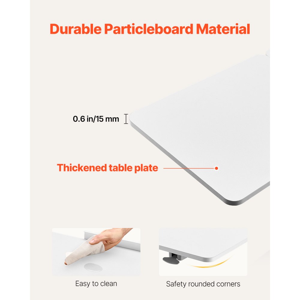 VEVOR Mesa de Cama, Mesa Auxiliar Móvil con Escritorio Abatible y 4 Ruedas Ocultas, Altura y Ángulo Ajustables Escritorio para Portátil con Portavasos para Cama, Hogar, Oficina y Estudio, Blanco