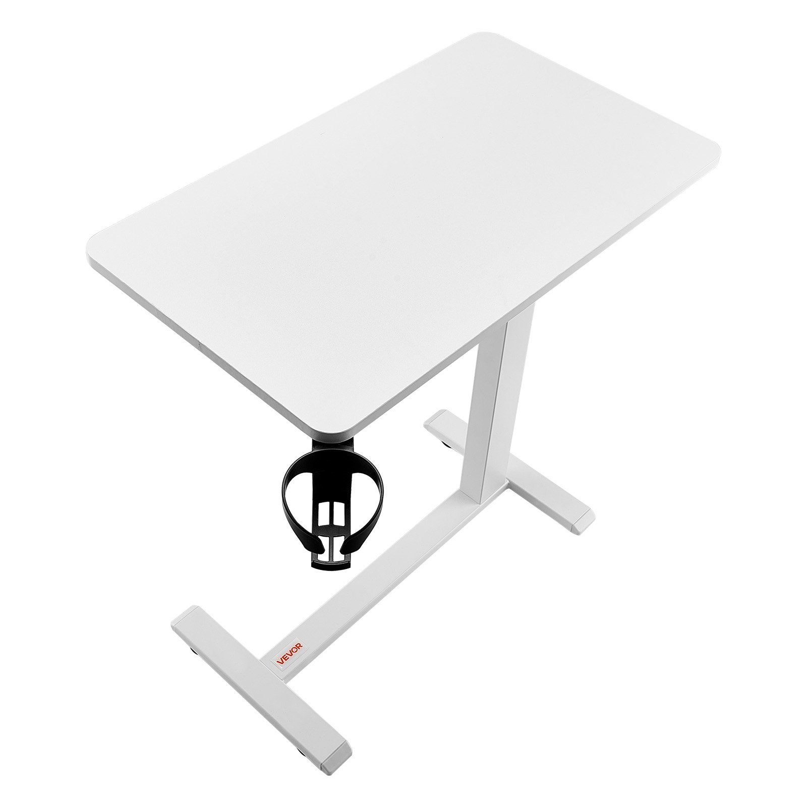 VEVOR Mesa de Cama, Mesa Auxiliar Móvil con 4 Ruedas Ocultas, Altura Ajustable Escritorio para Portátil con Portavasos, Escritorio Portátil de Aglomerado para Cama, Oficina y Estudio, Blanco