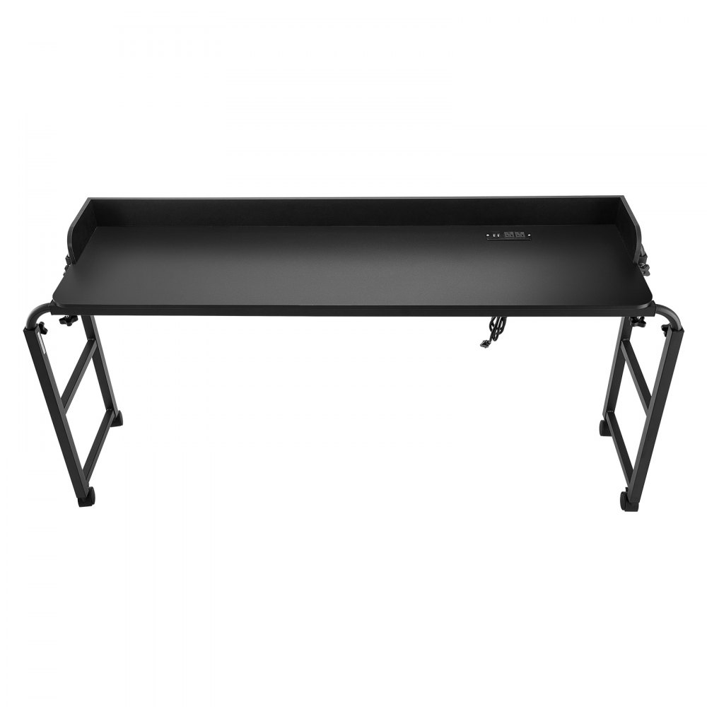 VEVOR Mesa de Cama, Mesa Auxiliar Móvil con 4 Ruedas (2 con Freno) y Toma de Corriente Altura Ajustable Escritorio para Portátil con Ruedas Escritorio Portátil de Aglomerado para Hogar, Negro
