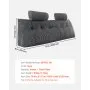 VEVOR Almohada para Cabecero de Cama 192 x 20,5 x 53 cm de Tela de Franela Lavable Tamaño King con 2 Bolsillos Laterales y 2 Reposacabezas para Leer, Jugar, Descansar y Trabajar en la Cama, Gris