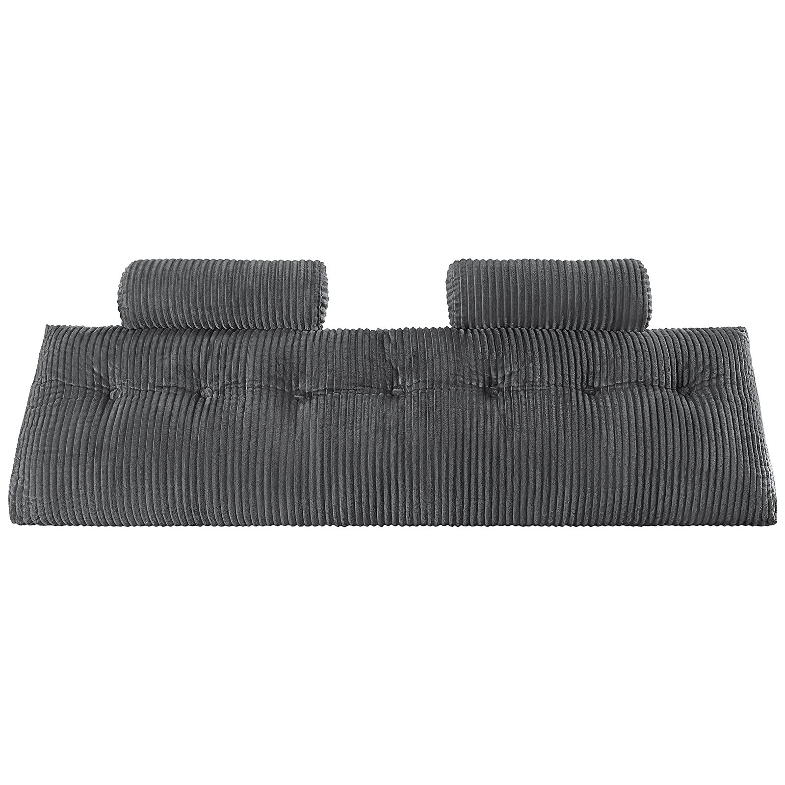 VEVOR Almohada para Cabecero de Cama 192 x 20,5 x 53 cm de Tela de Franela Lavable Tamaño King con 2 Bolsillos Laterales y 2 Reposacabezas para Leer, Jugar, Descansar y Trabajar en la Cama, Gris