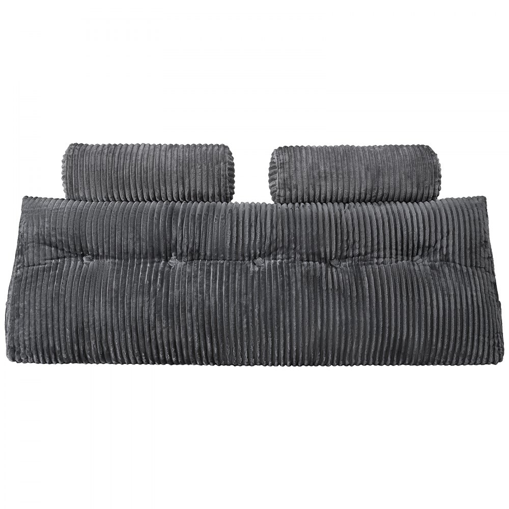 VEVOR Headboard Pillow Wedge Headboard Pillow Wedge Pillow (Queen Size) with 2 Side Pockets & 2 Headrests, Bed Wedge Pillow with Washable Flannel Cover, for Reading, Playing, Working, Gray (1510 x 205 x 530 mm)