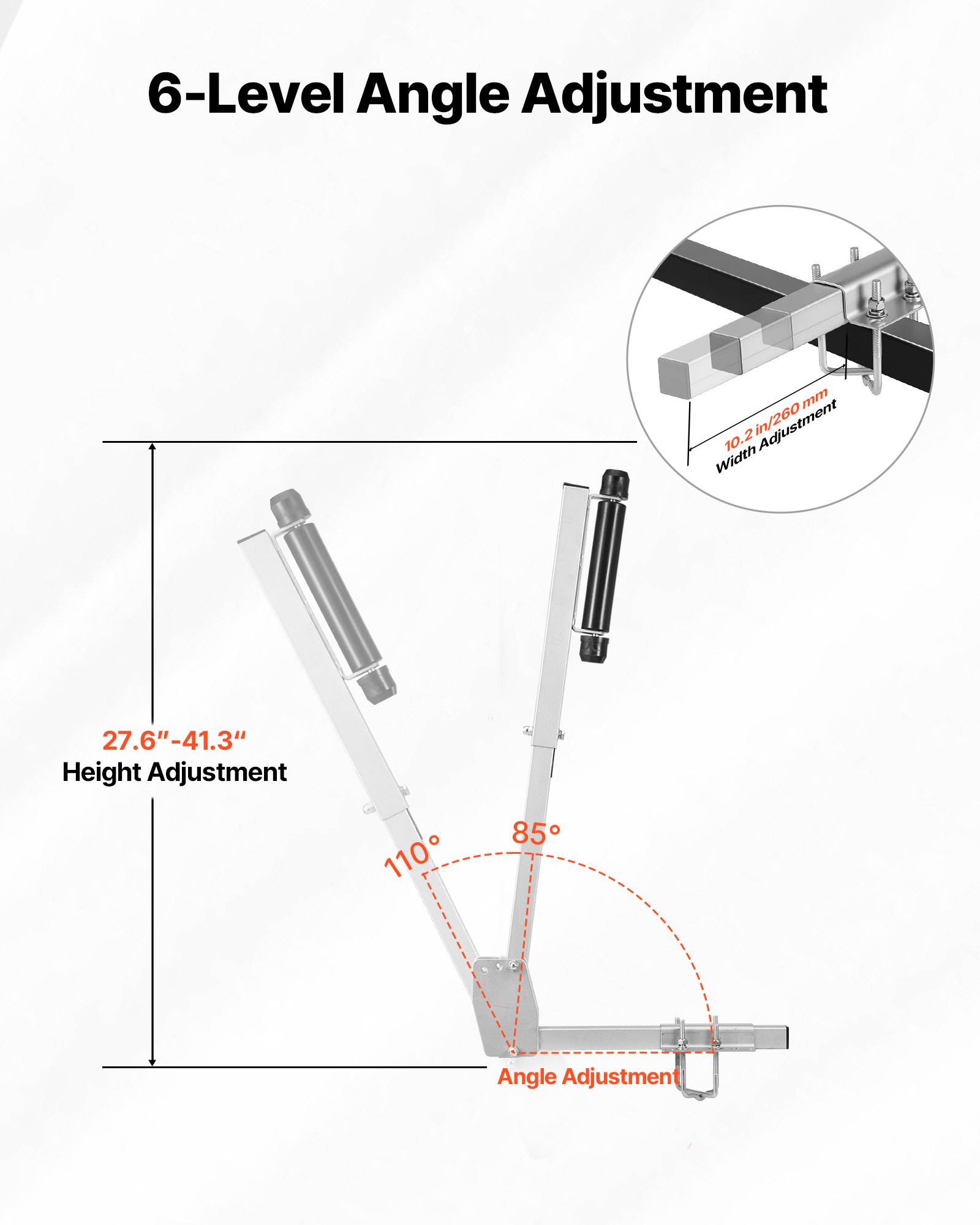 VEVOR Guía para Remolque de Barco Altura Ajustable de 700-1050 mm, 2 Piezas de Acero Engrosado de Alta Resistencia con Guía de Rodillos Suaves, para Barcos de Pesca, Lanchas, 2 Opciones de Montaje