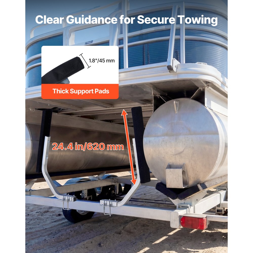VEVOR Guía para Remolque de Barco Ancho Ajustable de 30 mm, 2 Guías de Acero Robusto de Alta Resistencia con Almohadillas de Soporte, Compatibles con Remolques Tipo Pontón con Vigas en L para Botes