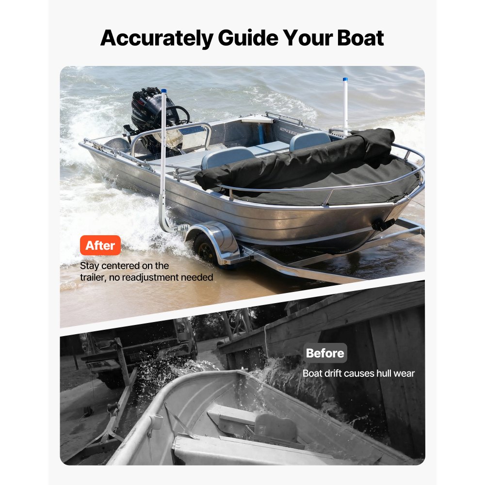 VEVOR Guía para Remolque de Barco Altura de 775 mm/1205 mm, 2 Piezas de Acero Reforzado de Alta Resistencia, con Tubos de PVC, para Barcos de Esquí, Barcos de Pesca Compactos, Veleros Pequeños