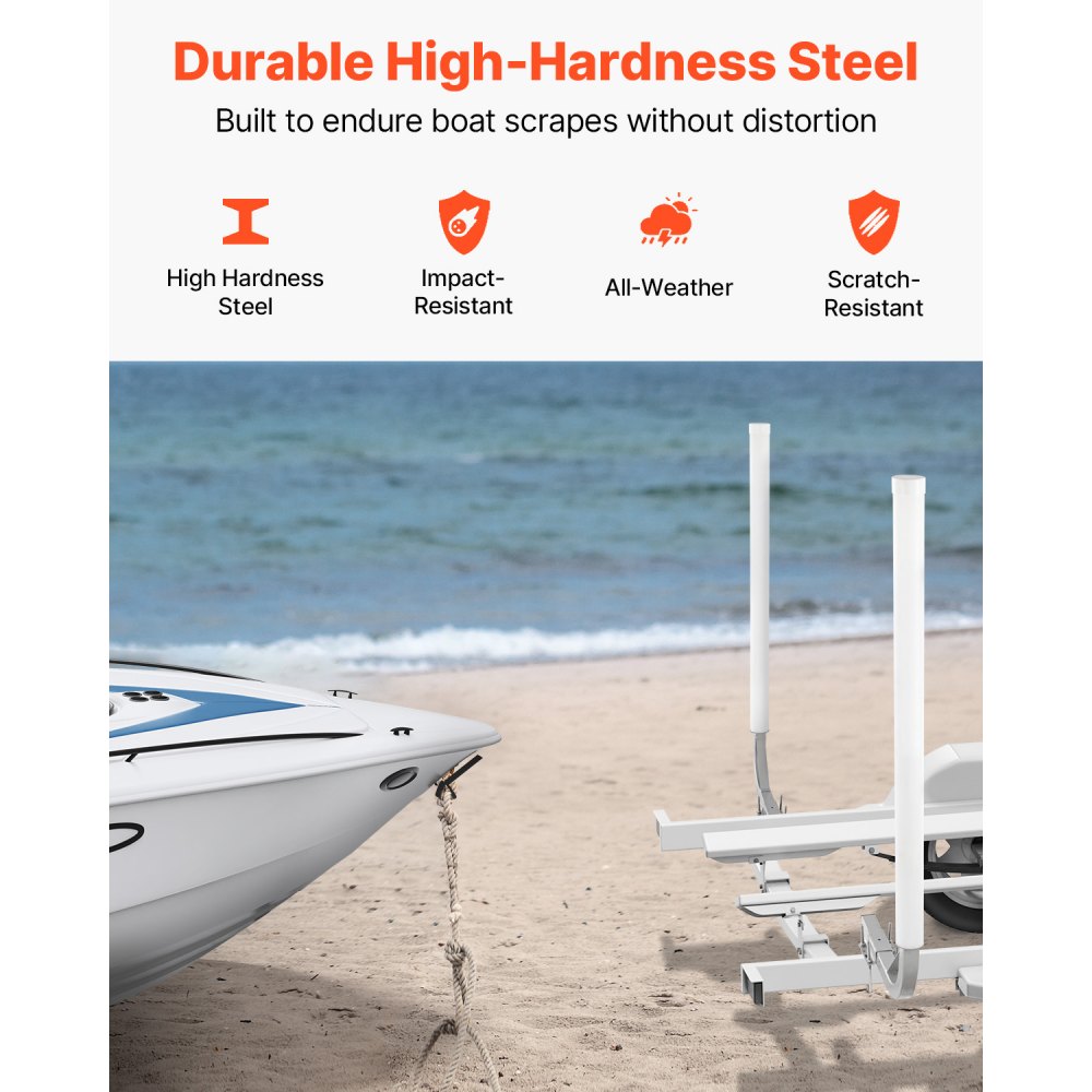 VEVOR  Guía para Remolque de Barco 121,5cm Ancho Ajustable 16 cm Guía de Lanzamiento de Acero Galvanizado con Tubo de PVC para Motos Acuáticas, Barcos de Pesca, Veleros, Botes Inflables, 480x85x1215mm