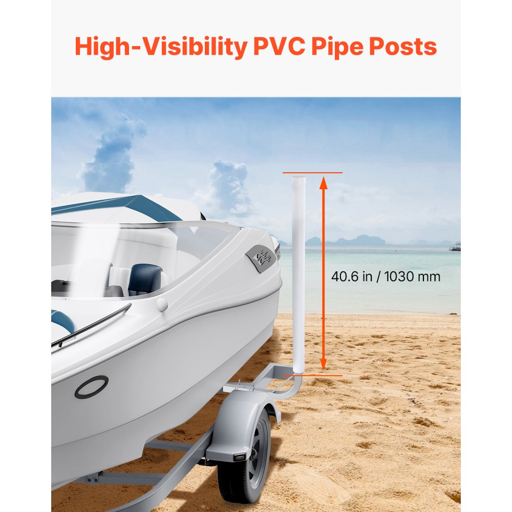 VEVOR  Guía para Remolque de Barco 121,5cm Ancho Ajustable 16 cm Guía de Lanzamiento de Acero Galvanizado con Tubo de PVC para Motos Acuáticas, Barcos de Pesca, Veleros, Botes Inflables, 480x85x1215mm
