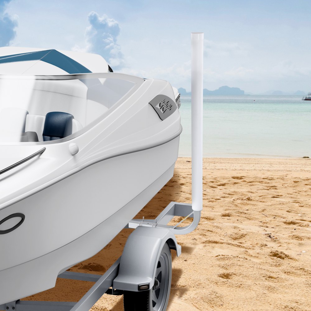 VEVOR  Guía para Remolque de Barco 121,5cm Ancho Ajustable 16 cm Guía de Lanzamiento de Acero Galvanizado con Tubo de PVC para Motos Acuáticas, Barcos de Pesca, Veleros, Botes Inflables, 480x85x1215mm
