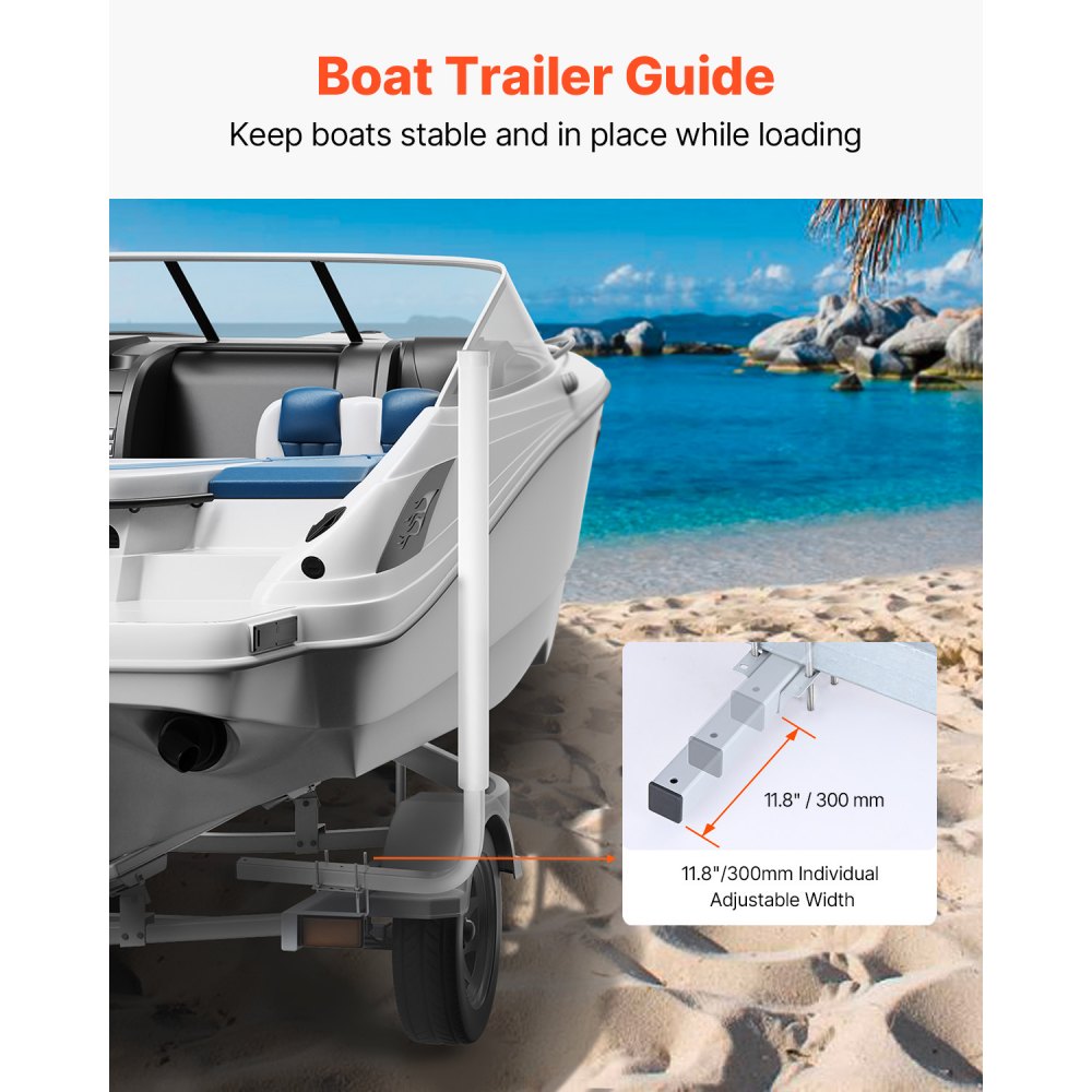 VEVOR  Guía para Remolque de Barco 159 cm Ancho Ajustable 30 cm Guía de Lanzamiento de Acero Galvanizado con Tubo de PVC para Motos Acuáticas, Barcos de Pesca, Veleros, Botes Inflables, 550x85x1520 mm
