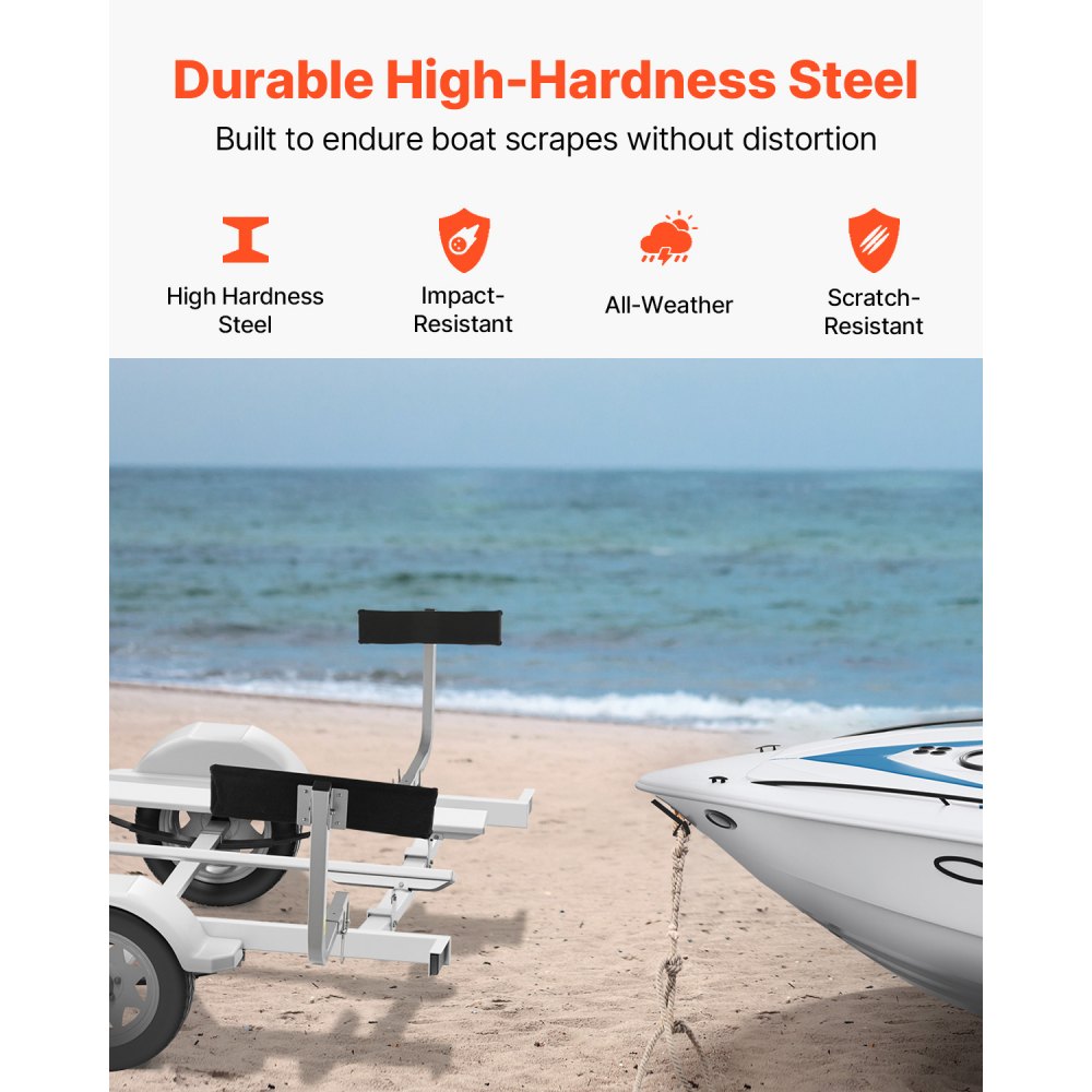 VEVOR Boat Trailer Guide, 2PCS Adjustable Short Bunk Guide-Ons, Hardened Steel Trailer Guide Poles with Soft Cushion, Heavy Duty Roller Guide Design, for Ski Boat, Fishing Boat or Sailboat Trailer