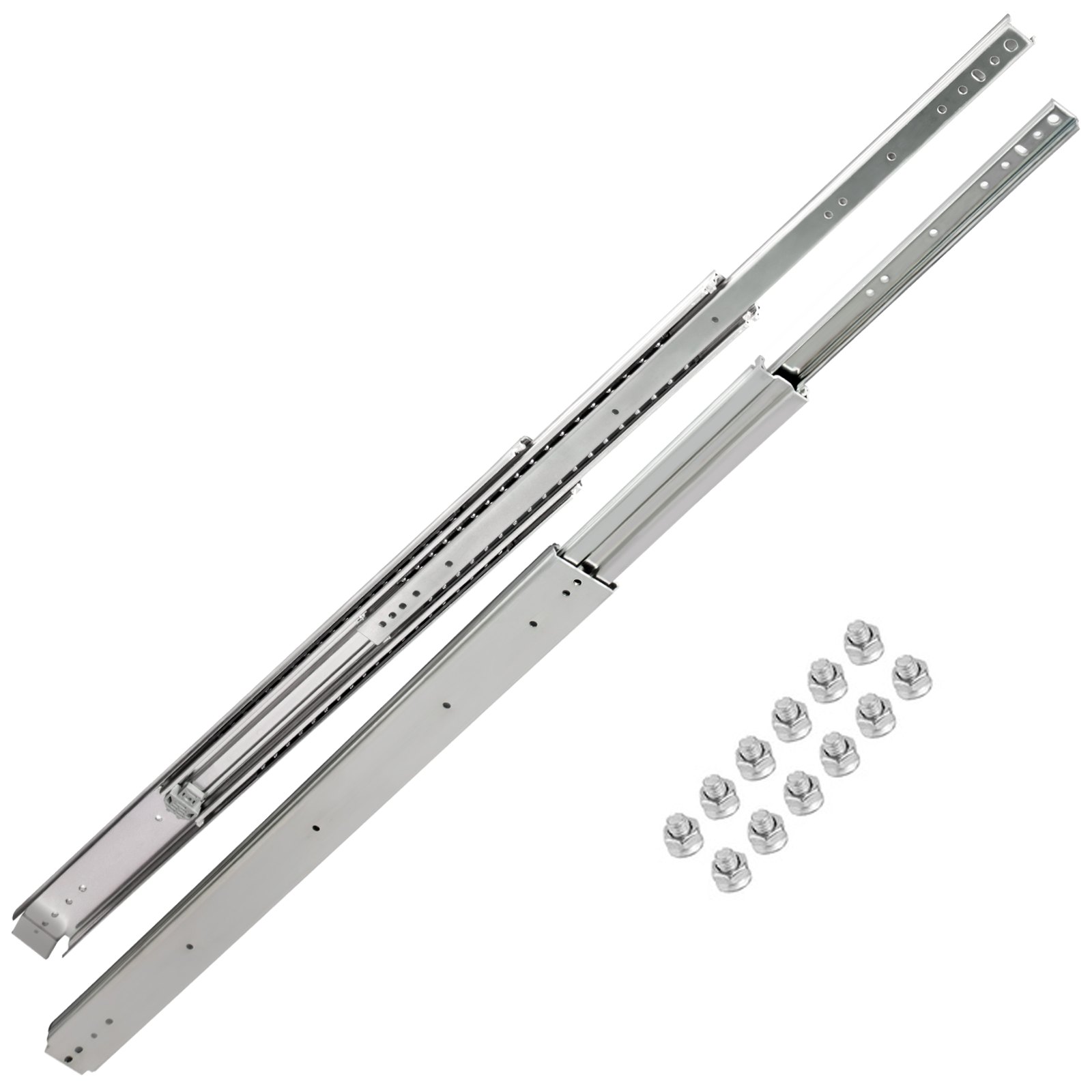 VEVOR Guía para Cajones 106,68 x 7,6 x 1,9cm Riel para Cajón Extracción Total 213,36cm Carril para Cajón Acero Laminado en Frío Corredera para Cajón Carga 225 kg con Rodamiento de Bolas Armario 2PCS