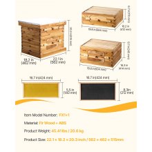 VEVOR Colmena de Abejas 20 Marcos Madera de Cedro Recubierta de Cera de Abejas 1 Caja Profunda 1 Mediana Bases de Ventanas Acrílicas Transparentes para Apicultores Principiantes Profesionales