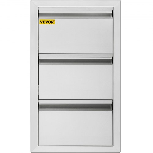 VEVOR Cajonera de Acero Inoxidable Tres Cajones 49 x 37.5 x 66.5 CM Cajonera de Cocina Cajón para Barbacoa Cajonera para Cocina Armario de Cajones Cajón Barbacoa