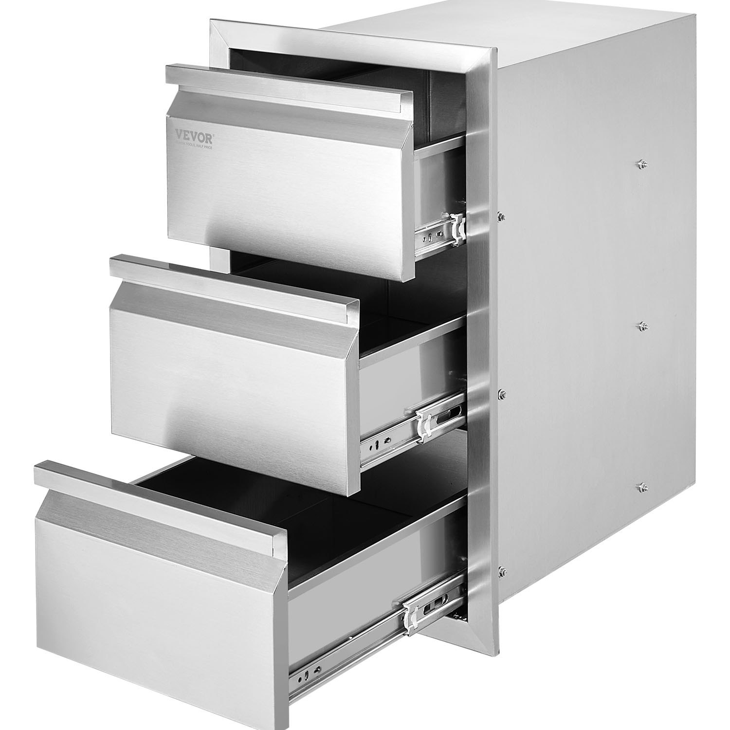 VEVOR Cajonera de Acero Inoxidable Tres Cajones 49 x 37.5 x 66.5 CM Cajonera de Cocina Cajón para Barbacoa Cajonera para Cocina Armario de Cajones Cajón Barbacoa