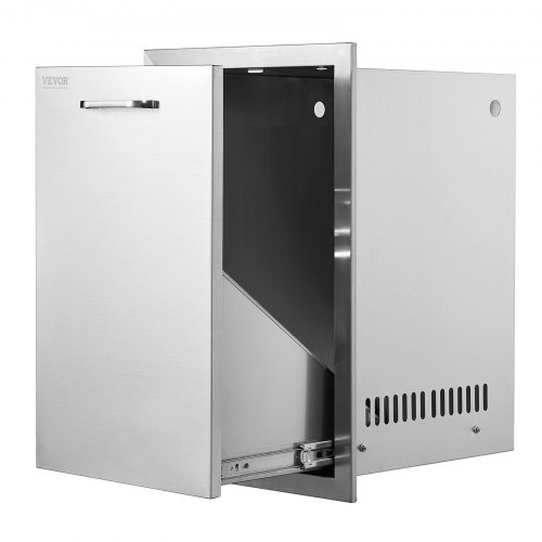 VEVOR Cajonera Incorporado Impermeable 40,6 cm x 55,9 cm x 40,6 cm, Cajonera para Gas Propano Envasado para Basura, Diámetro del Agujero 30 mm, Cajonera de Acero Inoxidable con Rieles Deslizantes